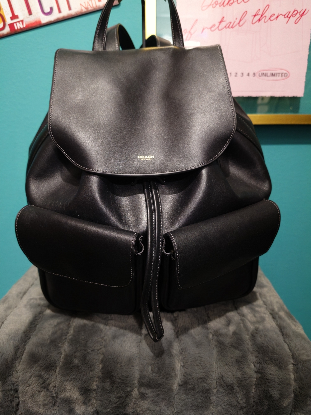 Coach Crosby Black Leather Backpack